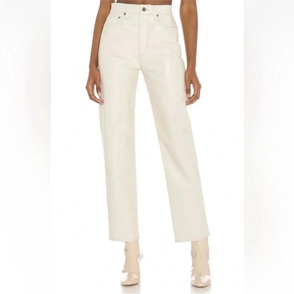 AGOLDE Recycled Leather 90's Pinch Waist Pant in Powder Size 26 NWT